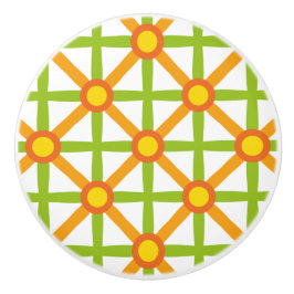 Retro geïnspireerd Sinaasappel groen & geel Keramische Knop