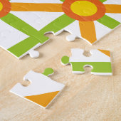 Retro geïnspireerd Sinaasappel groen & geel Legpuzzel (Zijkant)