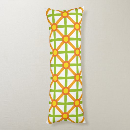 Retro geïnspireerd Sinaasappel groen & geel Lichaamskussen (Achterkant (Verticaal))