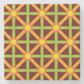 Retro geïnspireerd Sinaasappel groen & geel Stenen Onderzetter (Voorkant)