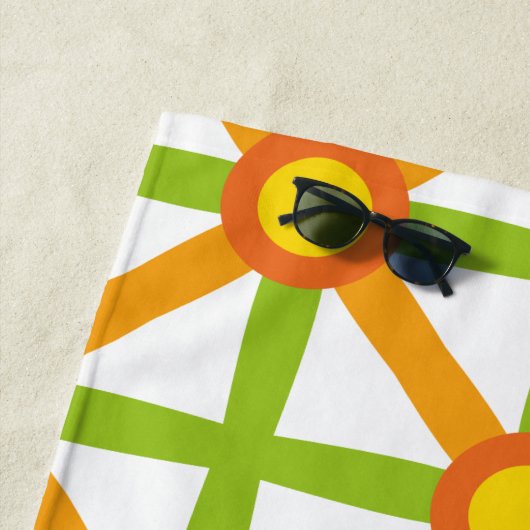 Retro geïnspireerd Sinaasappel groen & geel Strandlaken (In situ)