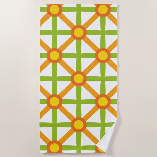 Retro geïnspireerd Sinaasappel groen & geel Strandlaken (Voorkant)