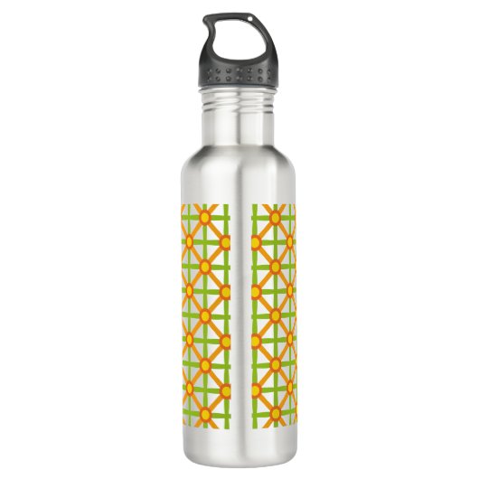 Retro geïnspireerd Sinaasappel groen & geel Waterfles (Achterkant)