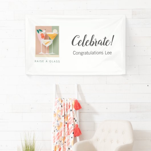 Retro-geïnspireerde cocktailbanner in soft pastels spandoek (Insitu)