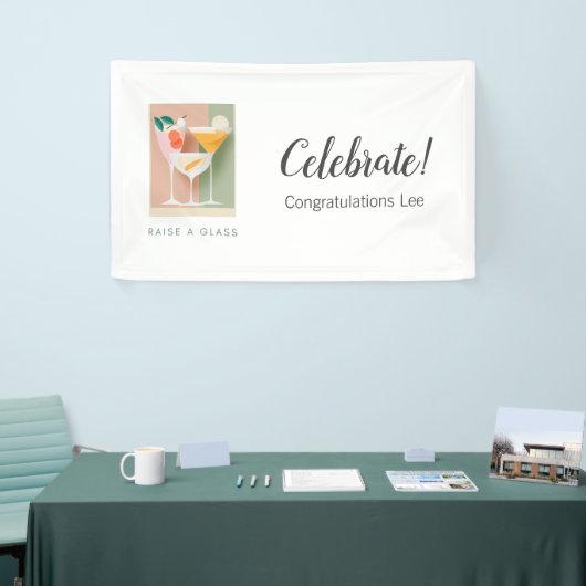 Retro-geïnspireerde cocktailbanner in soft pastels spandoek (Beurs)