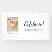 Retro-geïnspireerde cocktailbanner in soft pastels spandoek (Horizontaal)