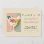 Retro-geïnspireerde cocktailparty-uitnodiging aankondiging (Voorkant / Achterkant)