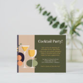 Retro-geïnspireerde cocktailparty-uitnodiging aankondiging (Staand voorkant)