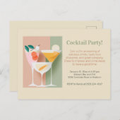 Retro-geïnspireerde cocktailparty-uitnodiging briefkaart (Voorkant / Achterkant)