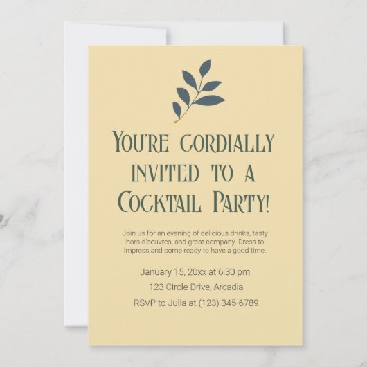 Retro-geïnspireerde cocktailparty-uitnodiging kaart (Achterkant)