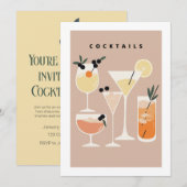 Retro-geïnspireerde cocktailparty-uitnodiging kaart (Voorkant / Achterkant)