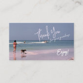 Retro-geïnspireerde Dame en Hond op het Strand Bed Visitekaartje (Voorkant)