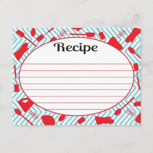 Retro-geïnspireerde keuken-gereedschapskaarten briefkaart (Voorkant)