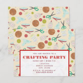 Retro geïnspireerde knutselfeestuitnodiging kaart (Voorkant / Achterkant)