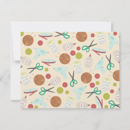 Retro geïnspireerde knutselfeestuitnodiging kaart (Achterkant)