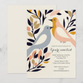 Retro-geïnspireerde liefdesvogeluitnodiging kaart (Voorkant / Achterkant)