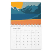 Retro-geïnspireerde Mountain Art - rood en blauw S Kalender (Jan 2027)