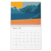 Retro-geïnspireerde Mountain Art - rood en blauw S Kalender (Feb 2027)