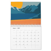 Retro-geïnspireerde Mountain Art - rood en blauw S Kalender (Mar 2027)