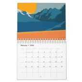 Retro-geïnspireerde Mountain Art - rood en blauw S Kalender (Feb 2026)