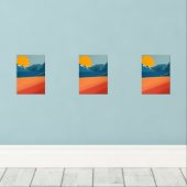 Retro-geïnspireerde Mountain Art - rood en blauw S Muurkunst Sets (Houten vloer)