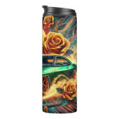 Retro-geïnspireerde Muscle Car met levendige bloem Thermosbeker (Geroteerd rechts)