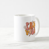 Retro-geïnspireerde roze en Oranje Herfst Vibes Te Koffiemok (Voorkant rechts)