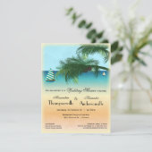 Retro geïnspireerde serene strand scène uitnodigen kaart (Staand voorkant)