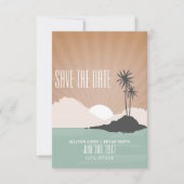 Retro Geïnspireerde strand bruiloft op eiland bewa Save The Date (Voorkant)