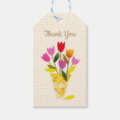 Retro-geïnspireerde tulpen  gestippeld Dank u Cadeaulabel (Voorkant)