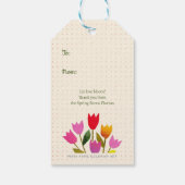 Retro-geïnspireerde tulpen  gestippeld Dank u Cadeaulabel (Achterkant)