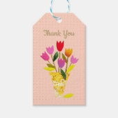 Retro-geïnspireerde tulpen  gestippeld Dank u Cadeaulabel (Voorkant)