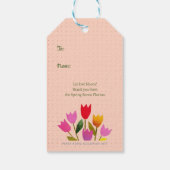 Retro-geïnspireerde tulpen  gestippeld Dank u Cadeaulabel (Achterkant)