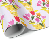 Retro-Geïnspireerde tulpen handgeïllustreerd midce Cadeaupapier (Rol Hoek)