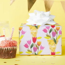 Retro-Geïnspireerde tulpen handgeïllustreerd midde Cadeaupapier
