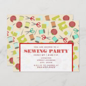 Retro geïnspireerde uitnodiging voor naaigarenden (Voorkant / Achterkant)