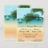 Retro Geïnspireerde Uitnodiging voor Serene Strand (Voorkant / Achterkant)