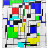 Retro geïnspireerde vierkanten en lijnen douchegordijn (Voorkant)