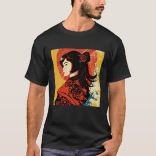  Retro Geisha Kimono Japanse Samurai Femal T-shirt