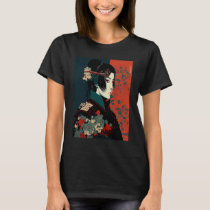 Retro Geisha Kimono Japanse Samurai Femal T-shirt