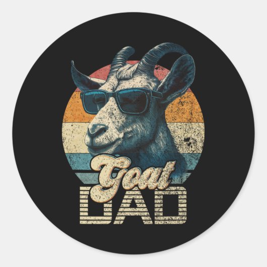retro geitenvader beste geitenpapa grappige vader ronde sticker (Voorkant)