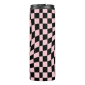 Retro gekarkeerde zwarte roze bankcheques thermosbeker (Achterkant)