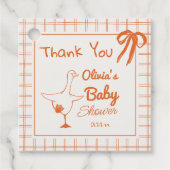 Retro Gekke Goose Hand getrokken lint Baby shower Bedankjes Labels (Voorkant)