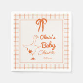 Retro Gekke Goose Hand getrokken lint Baby shower Servet (Voorkant)