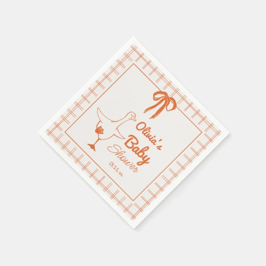 Retro Gekke Goose Hand getrokken lint Baby shower Servet (Hoek)