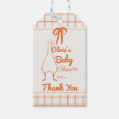 Retro Gekke Goose Neutral Ribbon Baby shower Cadeaulabel (Voorkant)
