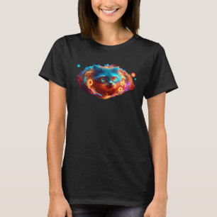 Retro geklede ruimtekat stijlvol vintage schattig t-shirt