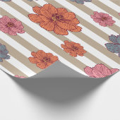 Retro gekleurd bloemenpatroon cadeaupapier (Hoek)