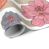 Retro gekleurd bloemenpatroon cadeaupapier (Rol Hoek)