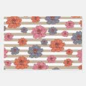 Retro gekleurd bloemenpatroon inpakpapier vel (Voorkant)